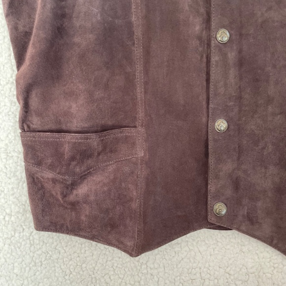 Cripple Creek Men's XL Dark Brown Suede Leather Snap Front Vest NWT - Picture 10 of 16